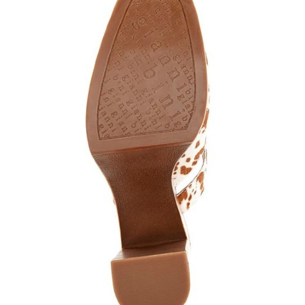 Gianni Bini Sotelo Cow Print Calf Hair Buckle Detail Platform Clogs - Picture 5 of 5